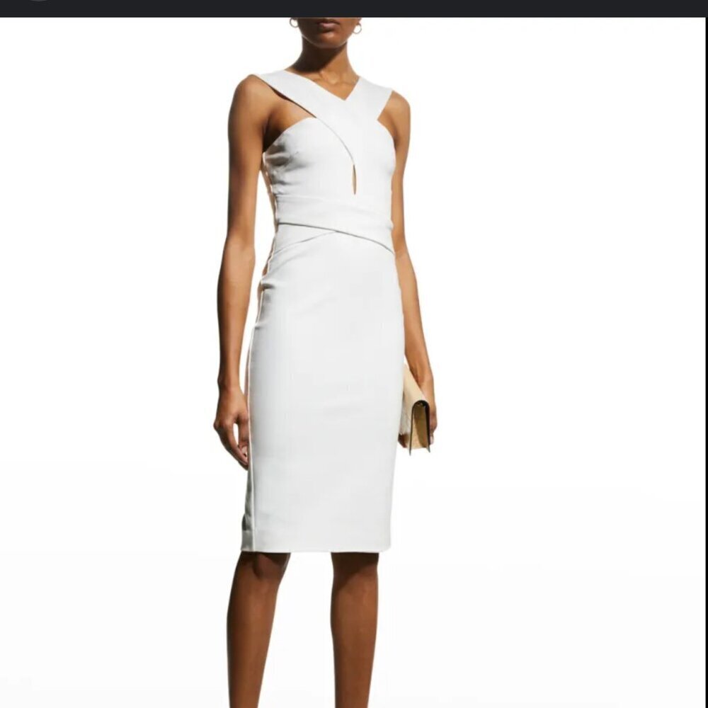Lavish Alice Keyhole Ponte Halter Dress in White Size 14 NEW
